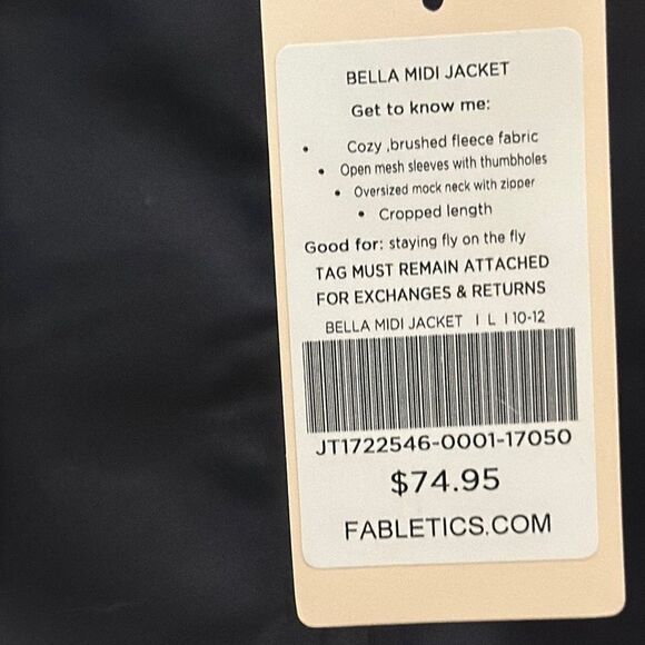 FABLETICS x Demi lovato Black bella midi  Mesh Sleeve full zip  jacket - Picture 5 of 13